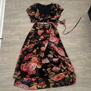 Two piece chiffon ruffle skirt and top